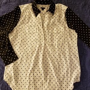 Ann Taylor Polka Dot Camp Shirt, L